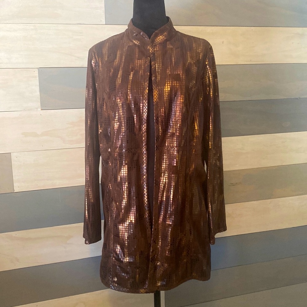 Chicos size 1 Travelers collection copper and brown jacket.